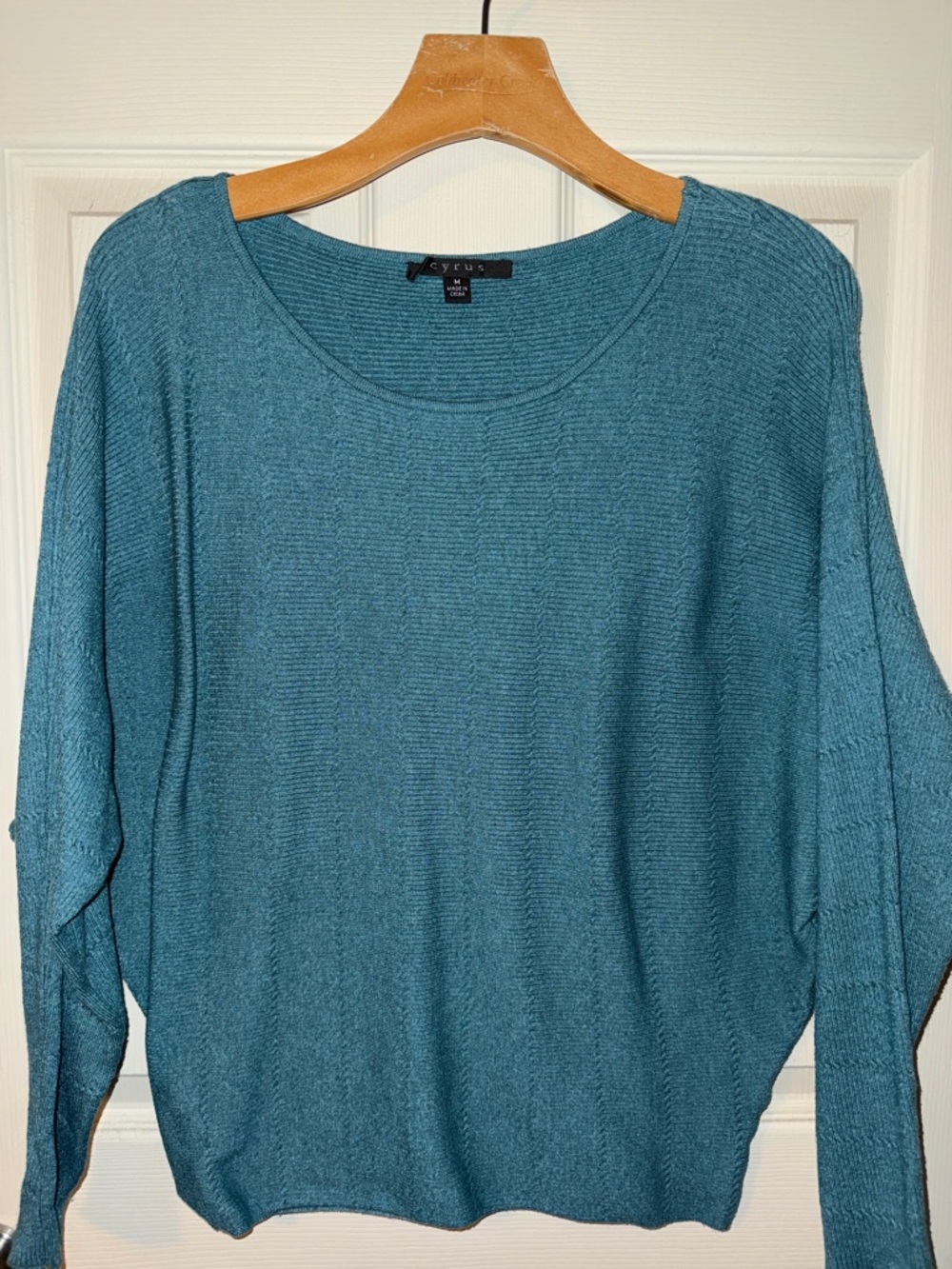 Cyrus Teal Scoop Neck Lightweight Sweater